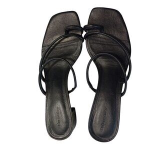 Reformation Black Strappy Square Toe Heeled Sandals Size 8 Womens